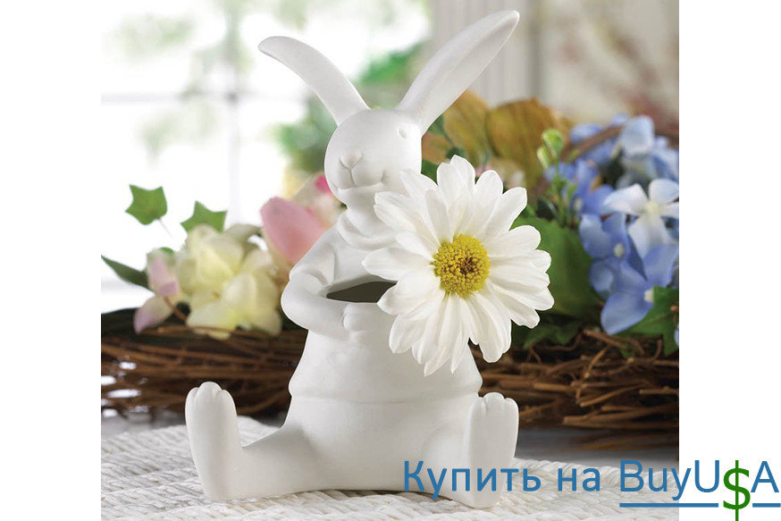 ваза кролик с букетом